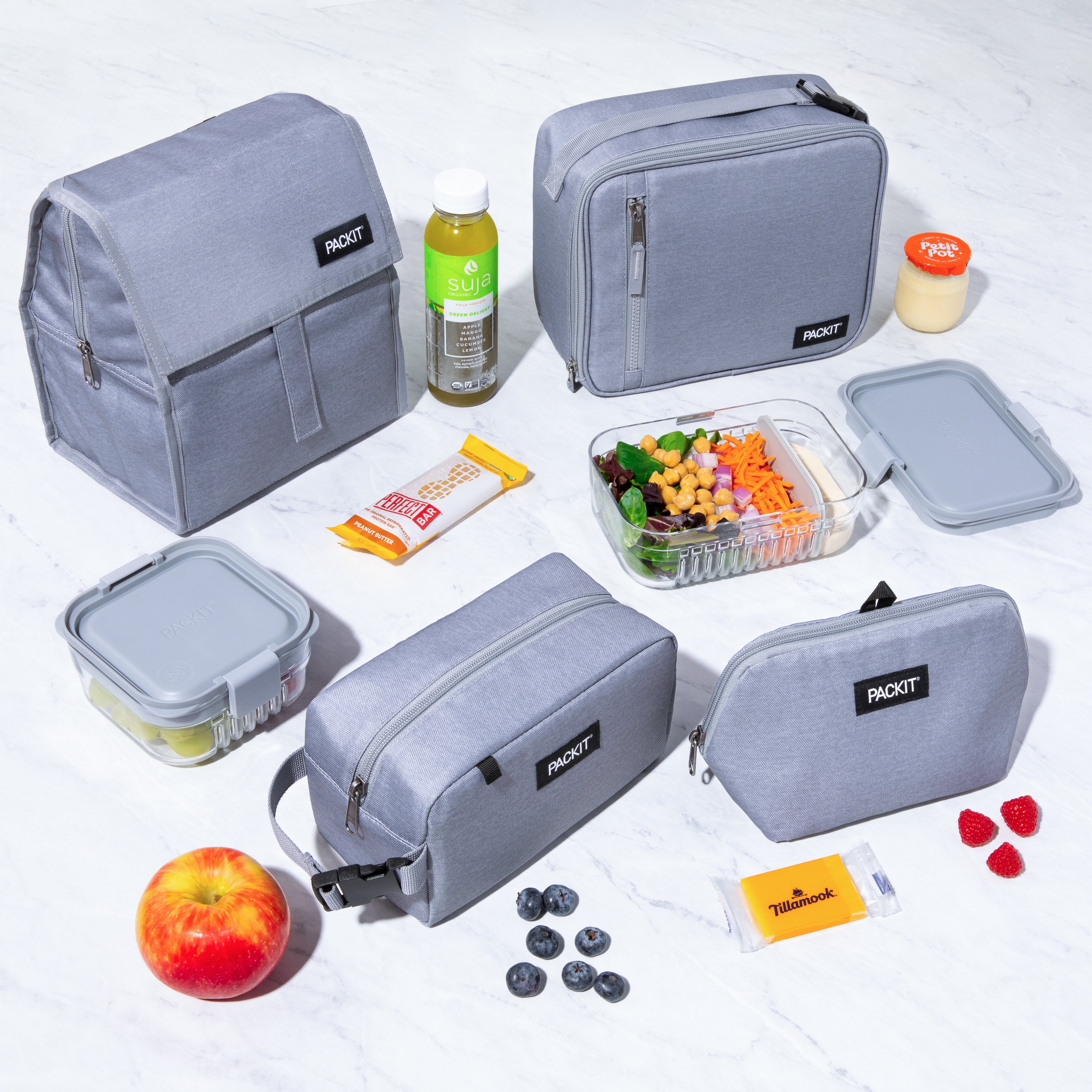 Gray Lunch Boxes and Food Containers