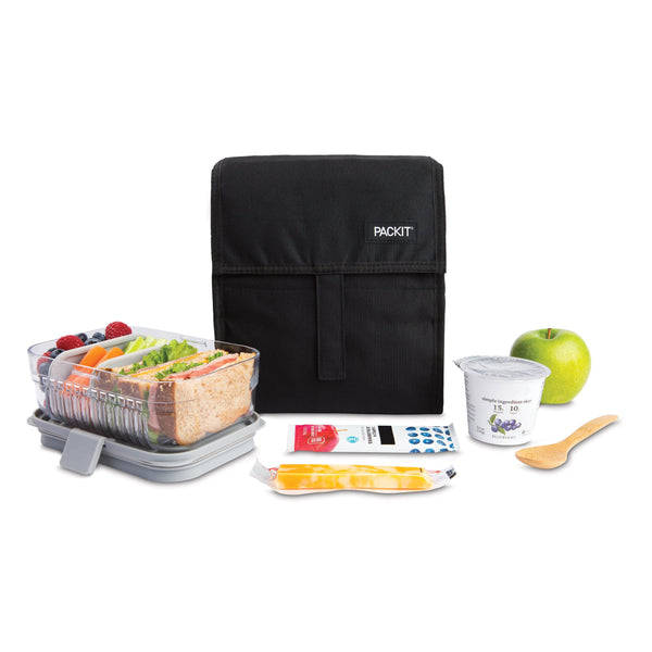  PackIt Freezable Lunch Bag, Black, Built with EcoFreeze  Technology, Foldable, Reusable, Zip and Velcro Closure with Buckle Handle,  Perfect for School and Office Lunches: Home & Kitchen